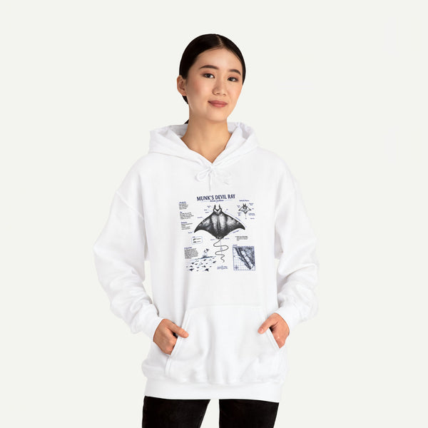 Manta Ray Anatomy Hoodie — Marine Life Graphic Pullover