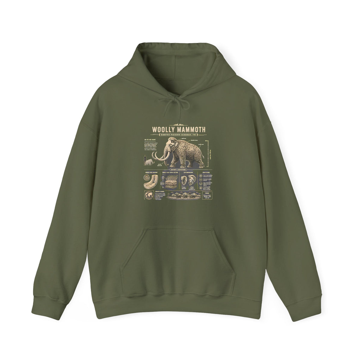 Woolly Mammoth Diagram Hoodie — Vintage Natural History Graphic Sweatshirt
