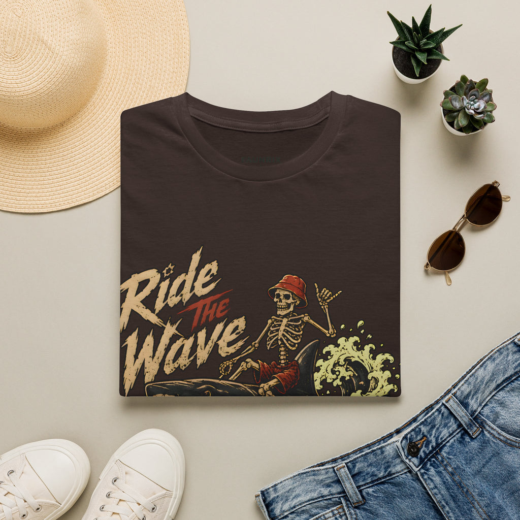 Ride The Wave Surf Skeleton T-Shirt — Vintage Beach Skull Tee