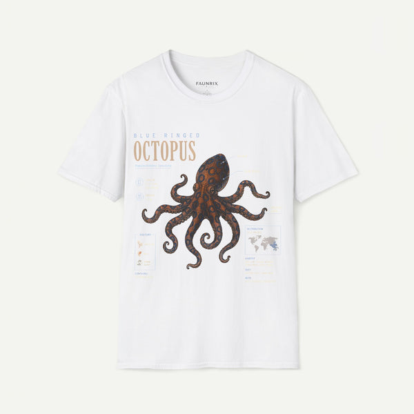 Octopus Anatomy Graphic T-Shirt — Vintage Blue-Ringed Octopus Design