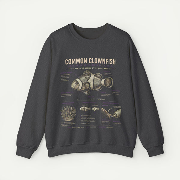 Common Clownfish Anatomy Sweatshirt – Marine Biology Graphic Pullover