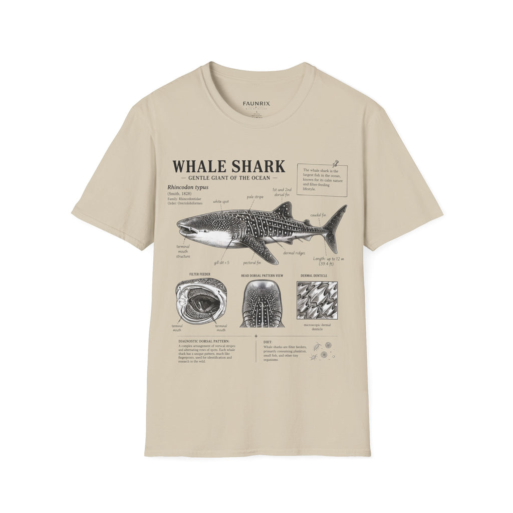 Whale Shark Anatomy T-Shirt — Marine Biology Graphic Tee with Informational Diagram