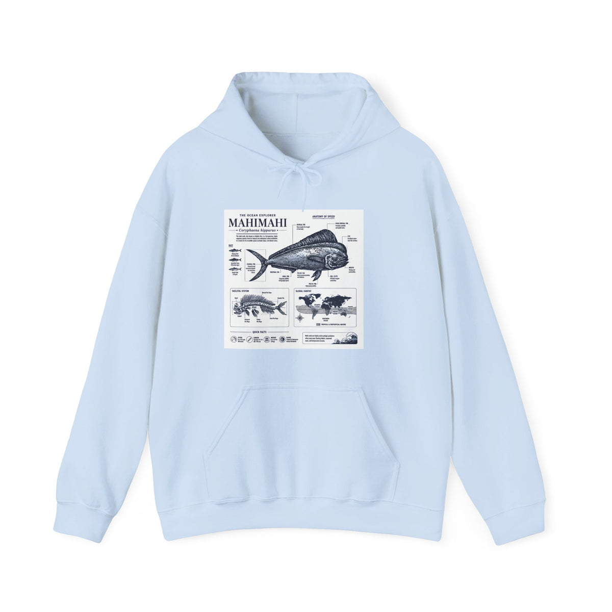 Mahi Mahi Fish Anatomy Hoodie — Illustrated Marine Biology Pullover