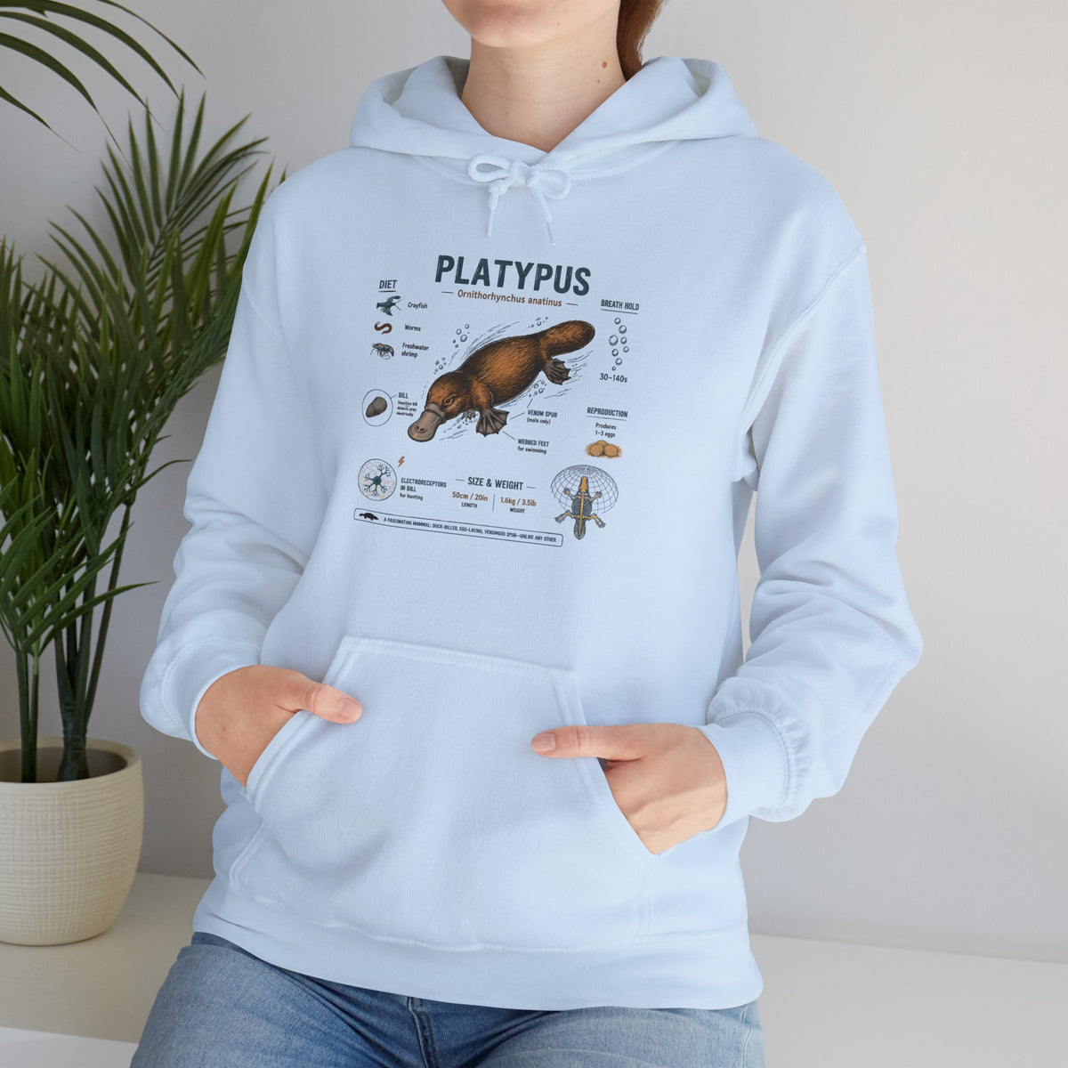 Platypus Anatomy Hoodie — Scientific Illustration Pullover for Nature Lovers
