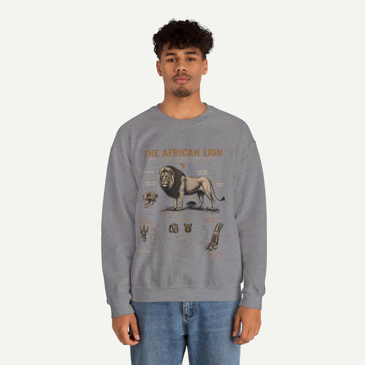 African Lion Anatomy Crewneck Sweatshirt