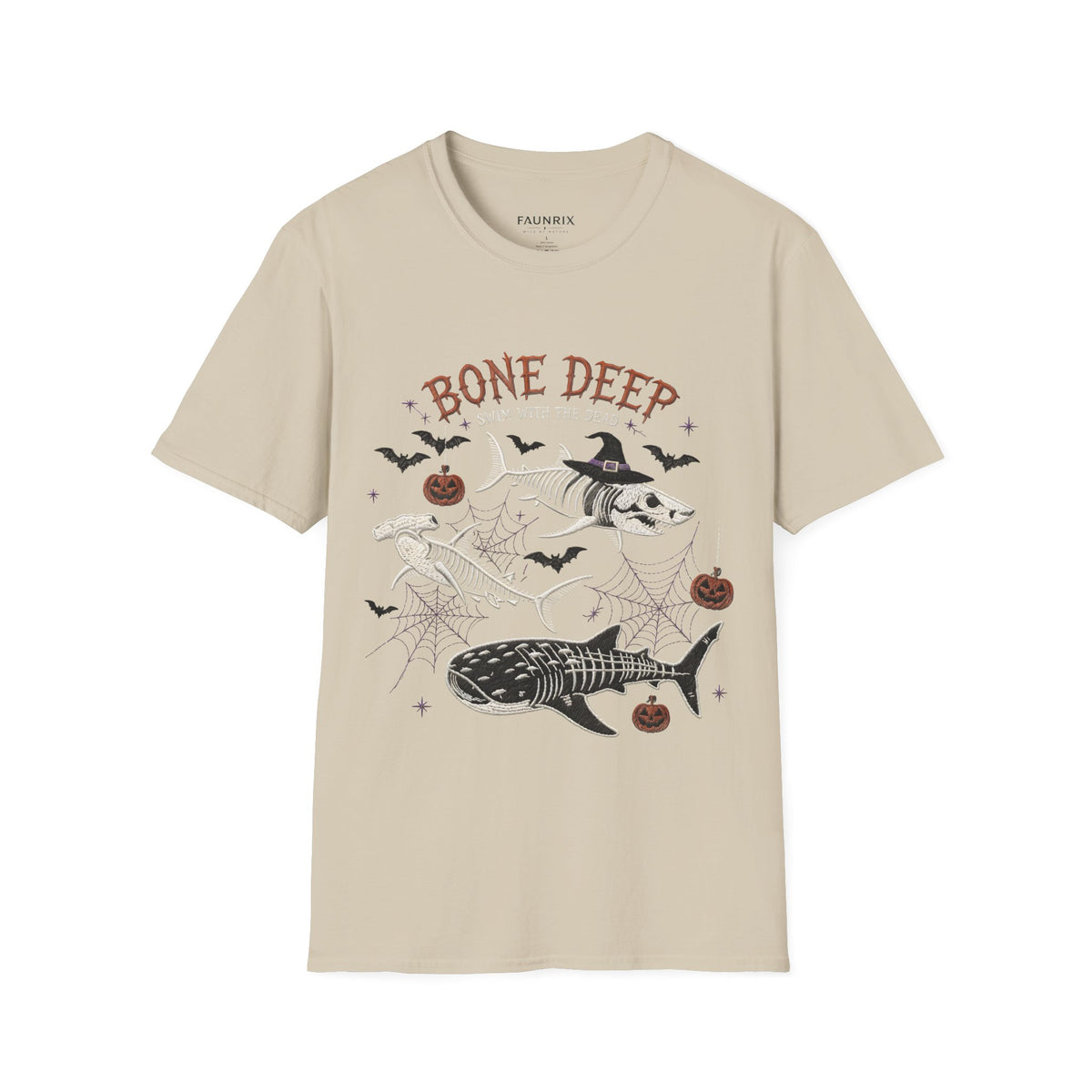 T-Shirt — "Bone Deep" Halloween Fish Skeleton Graphic Tee