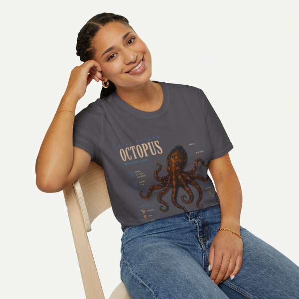 Octopus Anatomy Graphic T-Shirt — Vintage Blue-Ringed Octopus Design