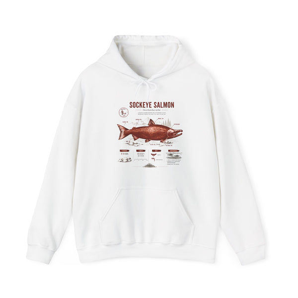 Sockeye Salmon Anatomy Hoodie — Fishing Chart Graphic Sweatshirt