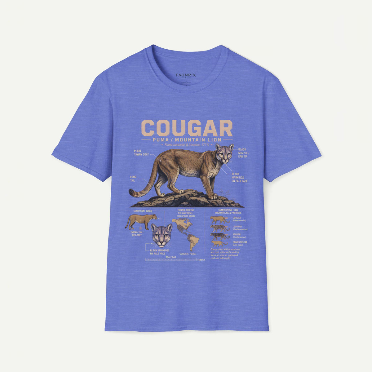 Cougar Puma Mountain Lion Anatomy Graphic T-Shirt