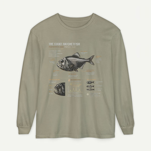 Hatchetfish Anatomy Long Sleeve T‑Shirt — Scientific Fish Illustration Tee
