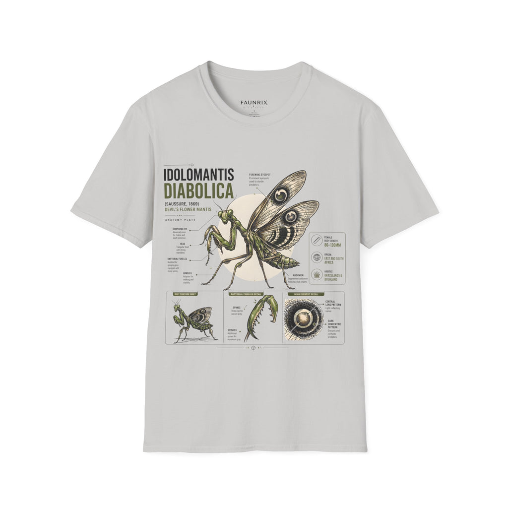 Praying Mantis Botanical Anatomy T-Shirt — Mantis Taxonomy Graphic Tee