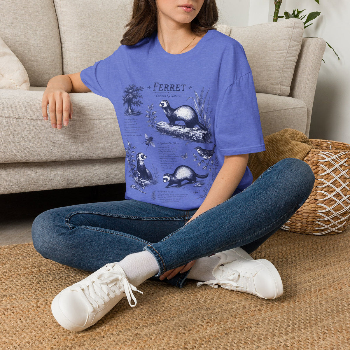 Ferret Vintage Anatomy T-Shirt — Botanical Wildlife Tee