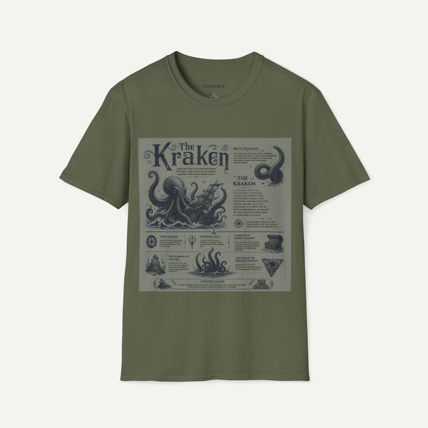 Kraken Vintage Diagram T-Shirt — Nautical Octopus Illustration Tee