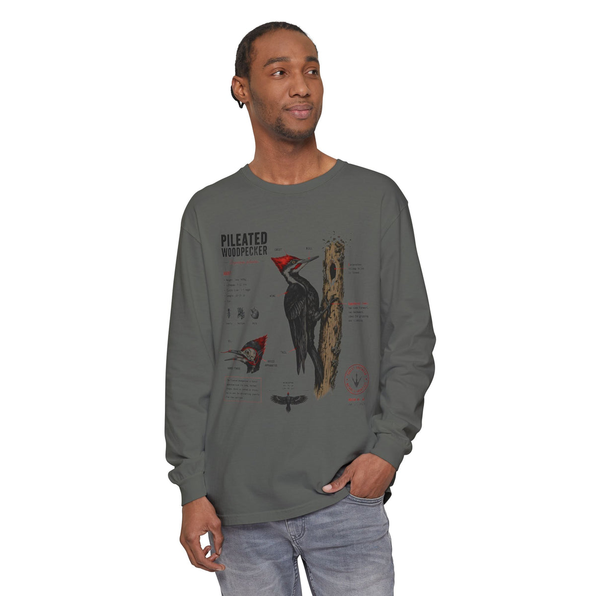 Pileated Woodpecker Anatomy Long Sleeve Tee