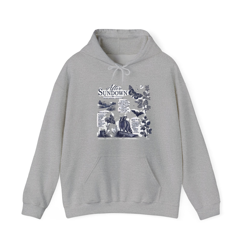 Sunset Foxes Hoodie — "After Sundown" Nature Graphic Pullover