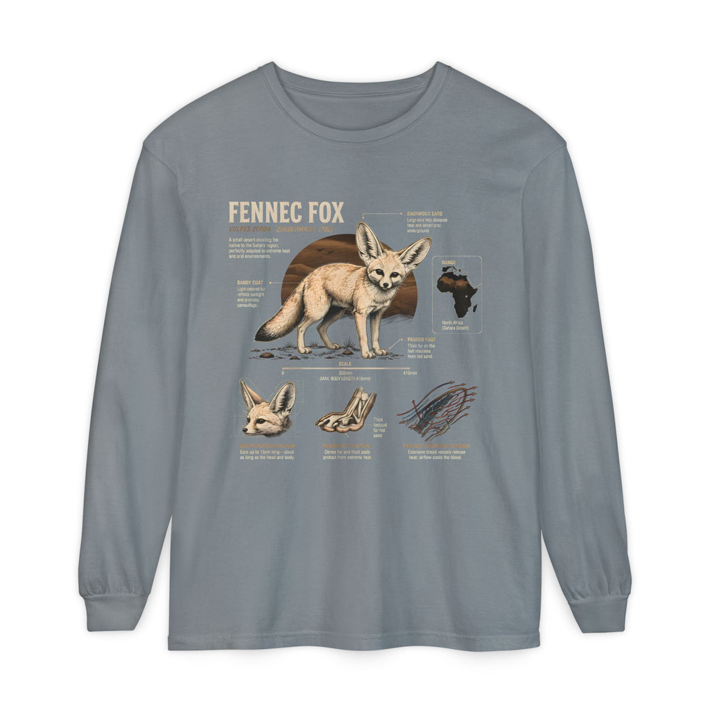 Fennec Fox Anatomy Long Sleeve Tee — Wildlife Anatomy Graphic Shirt