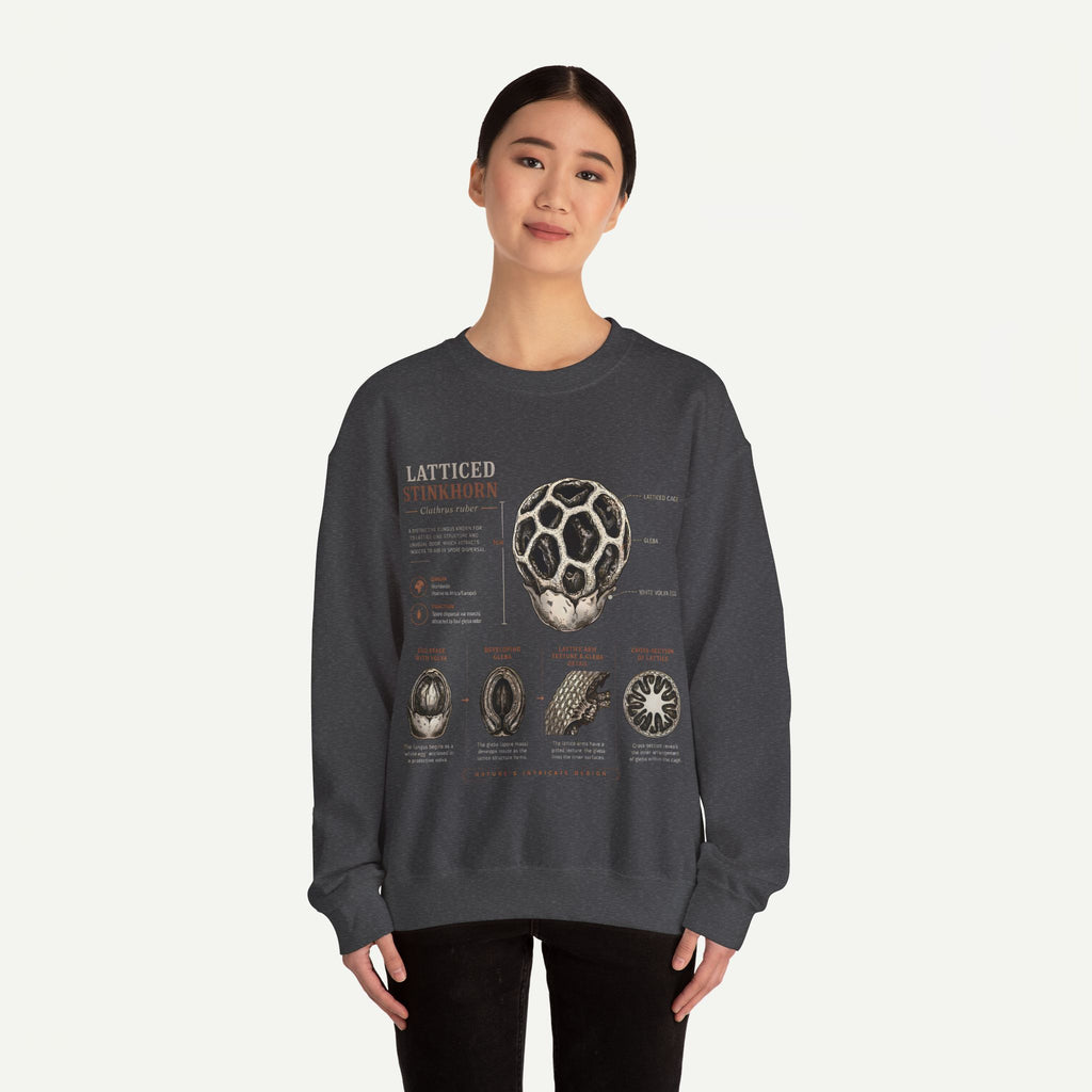 Mushroom Anatomy Sweatshirt – Latticeed Stinkhorn Mycology Crewneck