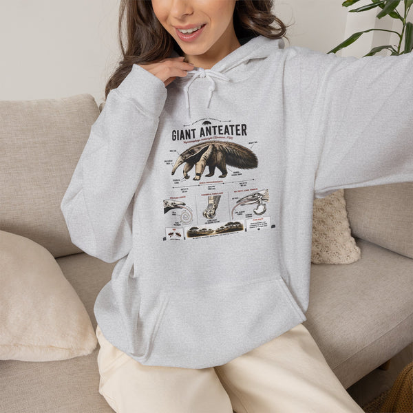 Giant Anteater Anatomy Hoodie — Illustrated Wildlife Diagram Sweatshirt