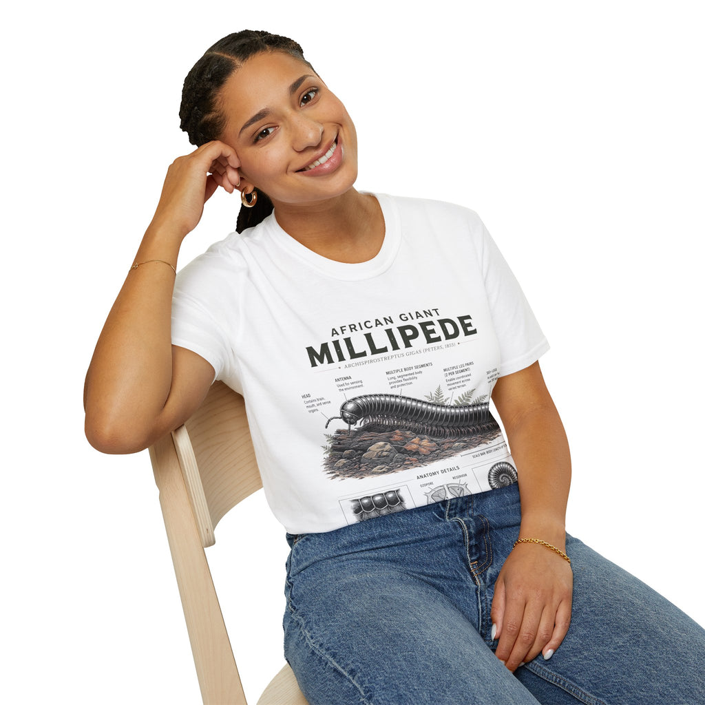 Millipede Anatomy T-Shirt — 'African Giant Millipede' Scientific Graphic Tee