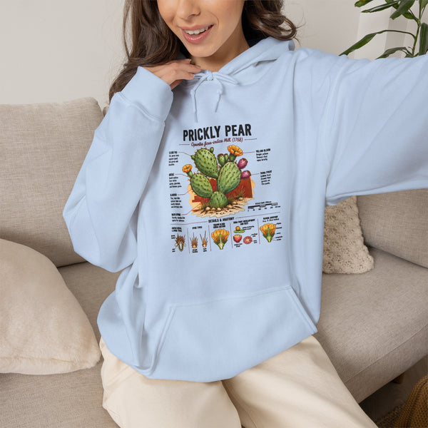 Prickly Pear Botanical Hoodie – Cactus Anatomy Illustrated Sweatshirt