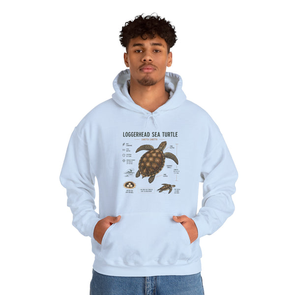Loggerhead Sea Turtle Diagram Hoodie – Marine Biology Illustration Sweatshirt