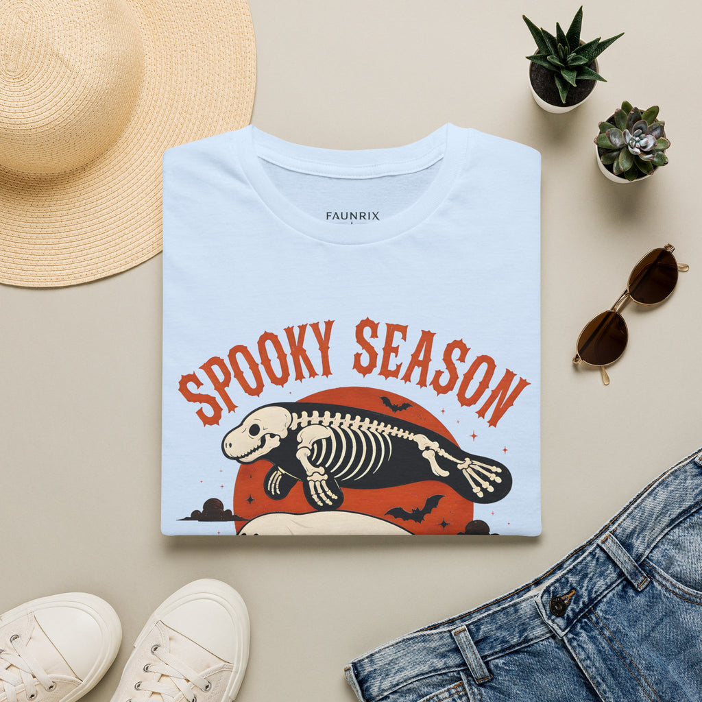 Spooky Season T-Shirt – Retro Skeleton Manatee Halloween Tee