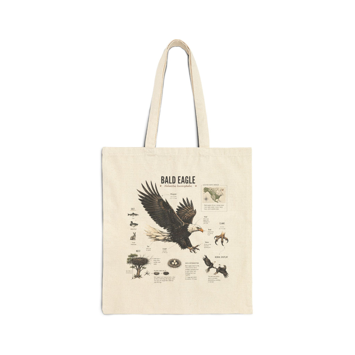 Bald Eagle Anatomy Canvas Tote
