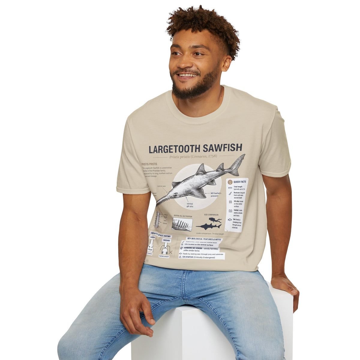 Largetooth Sawfish Anatomy T-Shirt — Marine Biology Graphic Tee