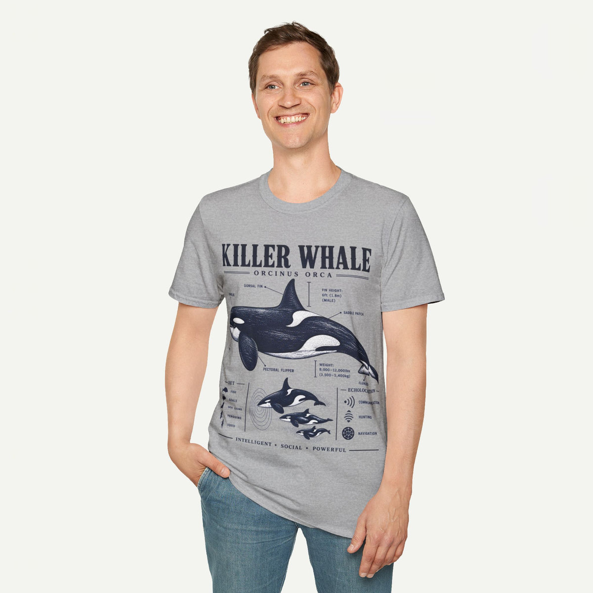 Killer Whale Diagram T-Shirt — Orcinus Orca Marine Life Graphic Tee
