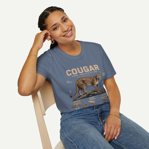 Cougar Puma Mountain Lion Anatomy Graphic T-Shirt
