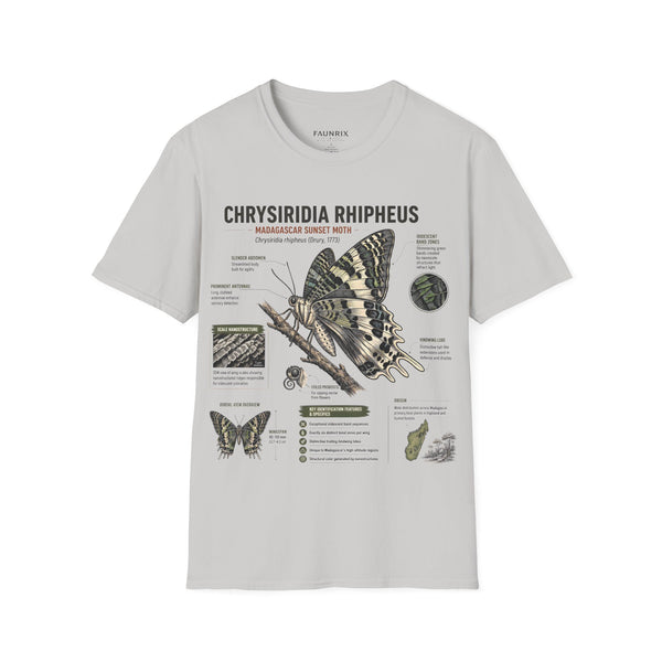 Moth Anatomy Tee — Chrysiridia Rhipheus Madagascar Sunset Moth Scientific Print
