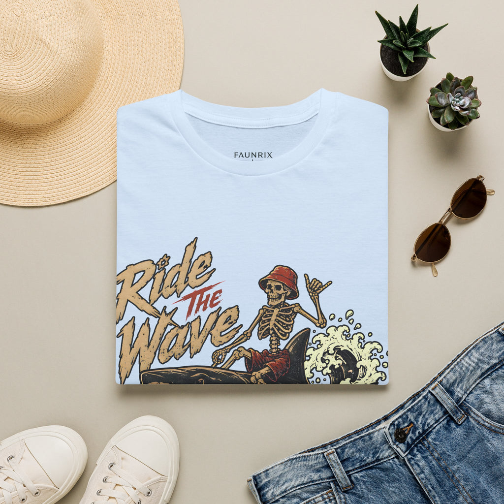 Ride The Wave Surf Skeleton T-Shirt — Vintage Beach Skull Tee