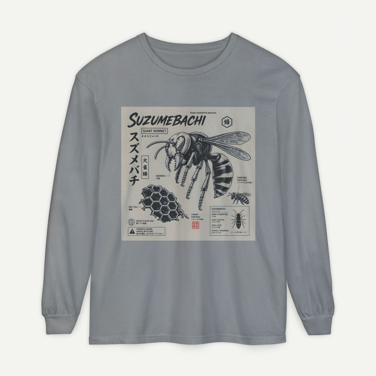Suzumebachi Japanese Hornet Anatomy Long Sleeve Tee