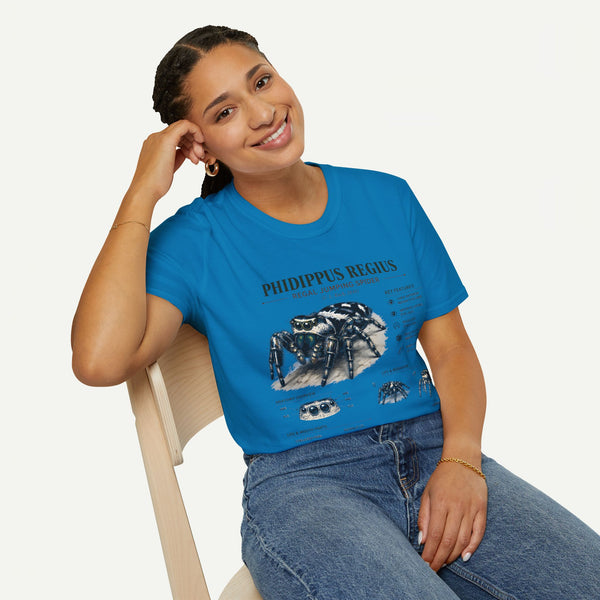 Phidippus Regius Jumping Spider Anatomy T-Shirt — Educational Arachnid Tee