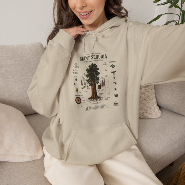 Giant Sequoia Botanical Hoodie — Vintage Tree Illustration & Facts