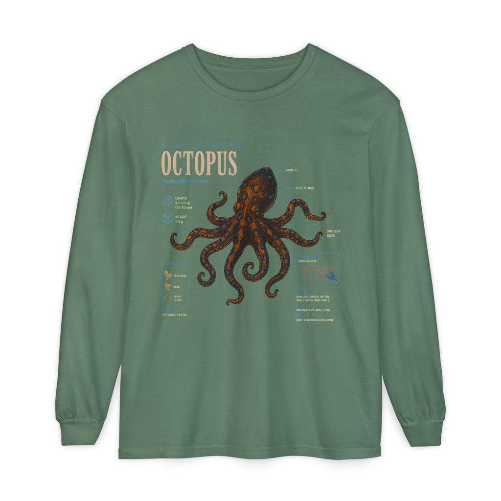 Octopus Anatomy Long Sleeve Tee — Vintage Marine Biology Graphic Shirt