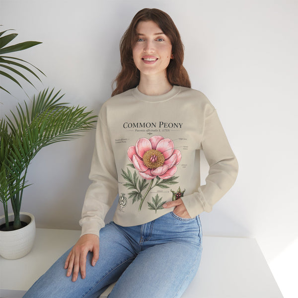 Peony Botanical Sweatshirt — "Common Peony" Floral Crewneck