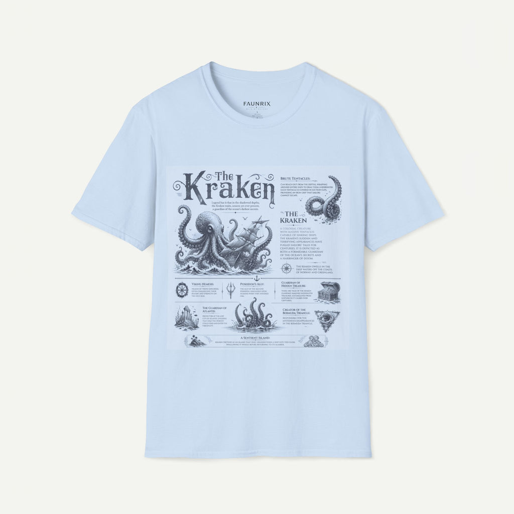 Kraken Vintage Diagram T-Shirt — Nautical Octopus Illustration Tee