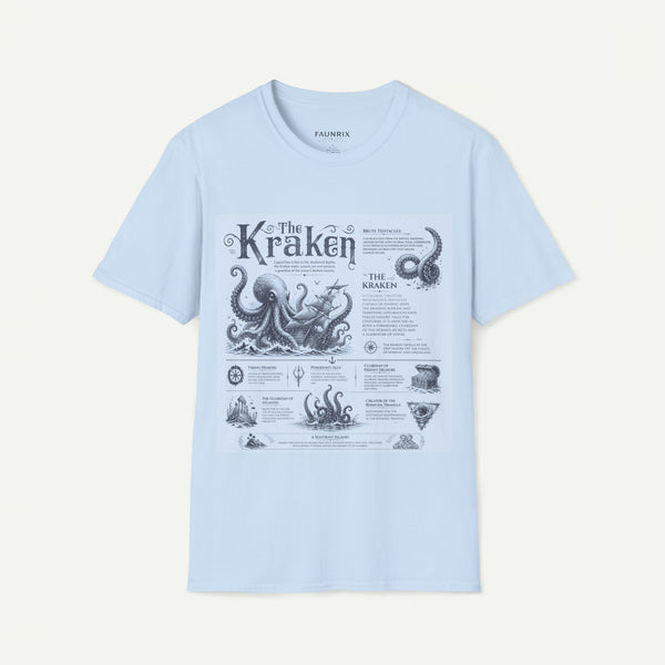 Kraken Vintage Diagram T-Shirt — Nautical Octopus Illustration Tee