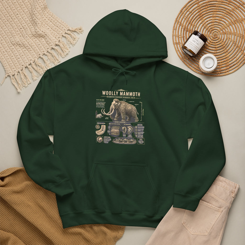 Woolly Mammoth Diagram Hoodie — Vintage Natural History Graphic Sweatshirt