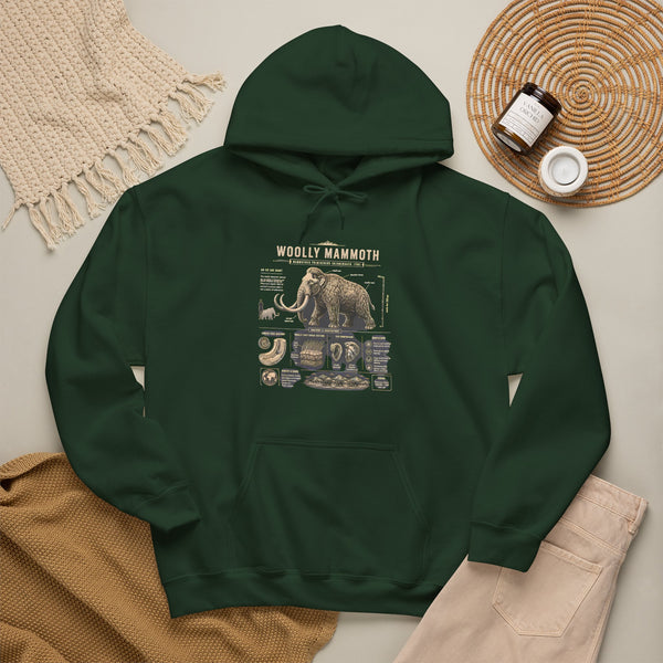 Woolly Mammoth Diagram Hoodie — Vintage Natural History Graphic Sweatshirt