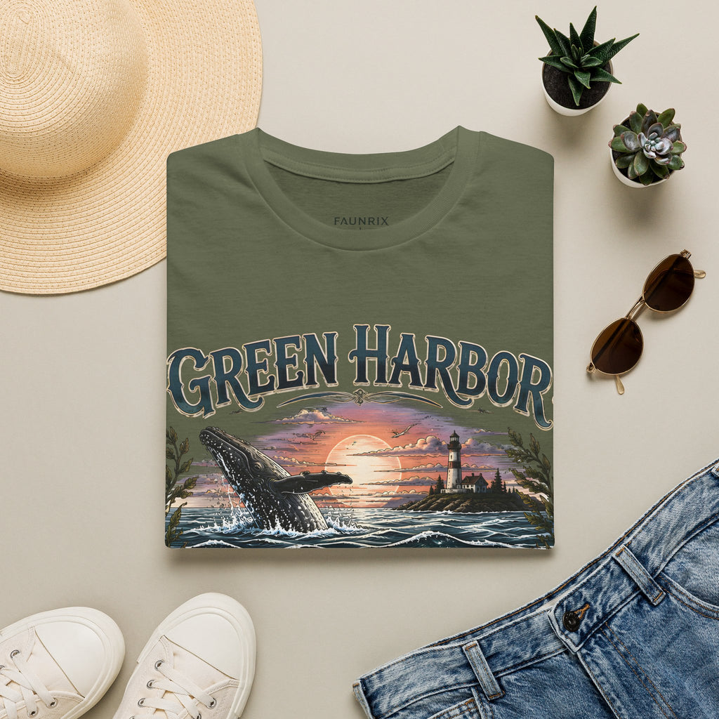 Green Harbor Sunset Whale T-Shirt