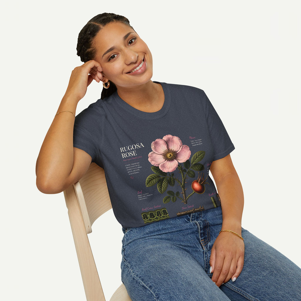 Botanical Rose Anatomy T-Shirt – Vintage Floral Illustration Tee