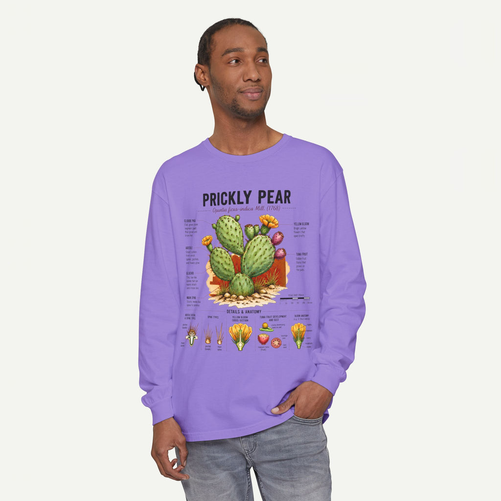 Prickly Pear Botanical Long Sleeve T-Shirt — Cactus Illustration & Plant Facts