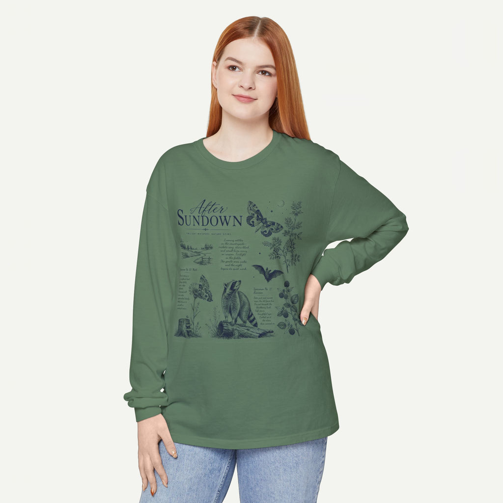 After Sundown Long Sleeve Tee — Night Nature Wildlife Graphic