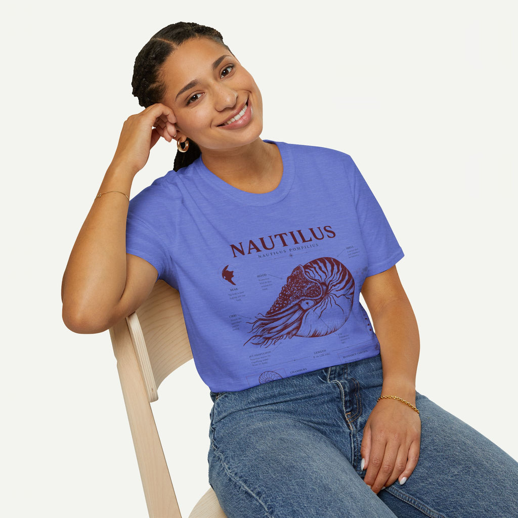 Nautilus Shell  Anatomy Graphic T-Shirt — Vintage Marine Biology Illustration