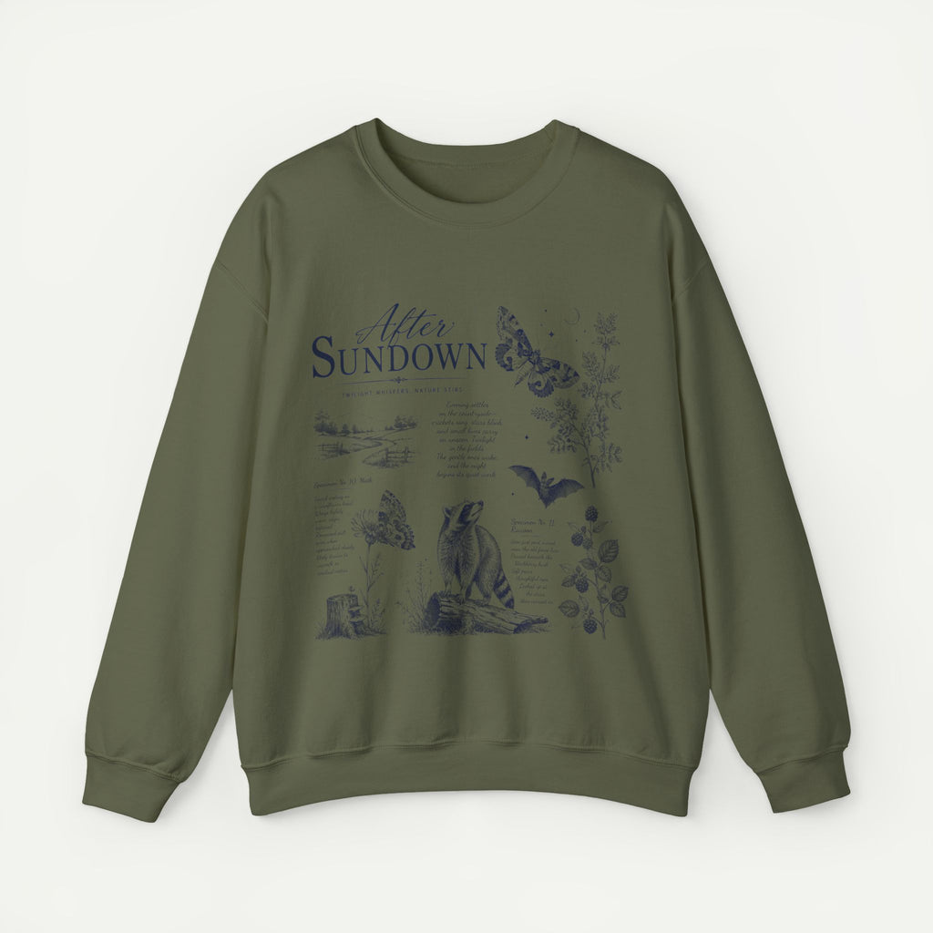 After Sundown Crewneck Sweatshirt — Moonlit Wildlife Graphic Sweatshirt