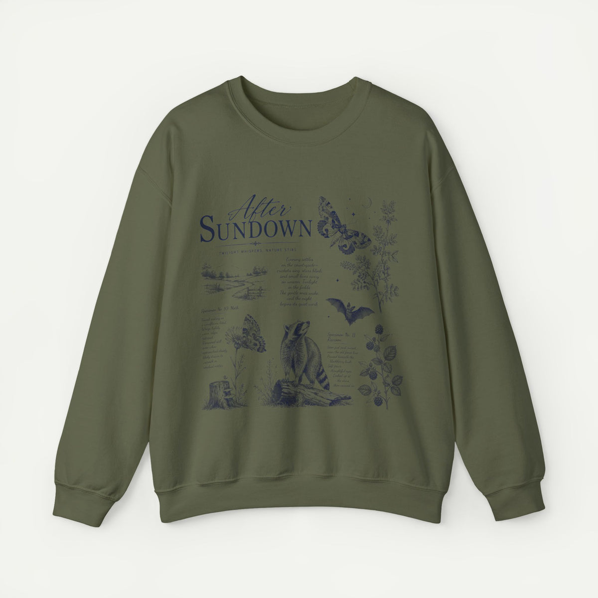 After Sundown Crewneck Sweatshirt — Moonlit Wildlife Graphic Sweatshirt