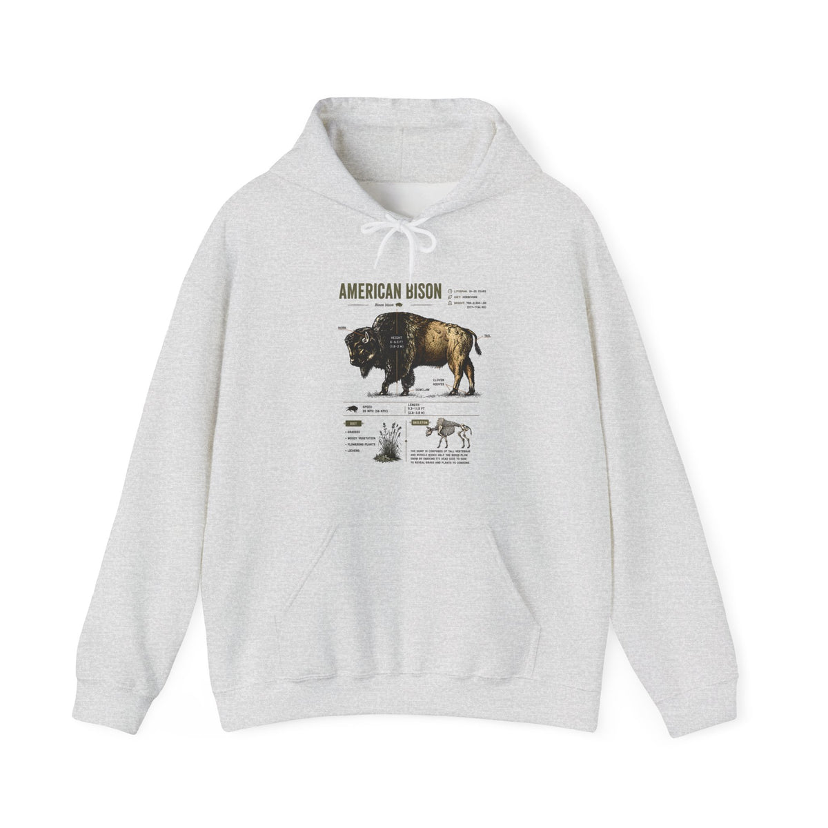 Bison Anatomy Hoodie — American Bison Illustration & Facts Sweatshirt