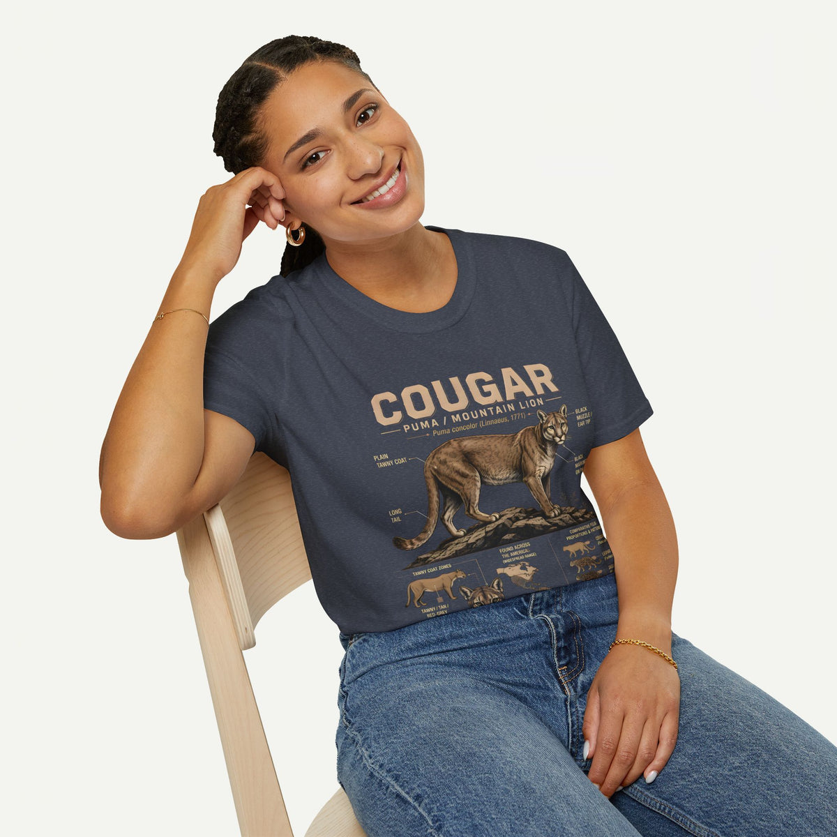 Cougar Puma Mountain Lion Anatomy Graphic T-Shirt